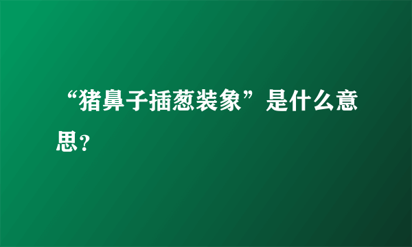 “猪鼻子插葱装象”是什么意思？