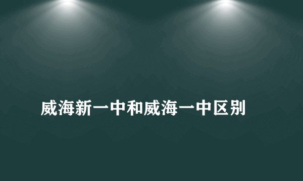 
威海新一中和威海一中区别

