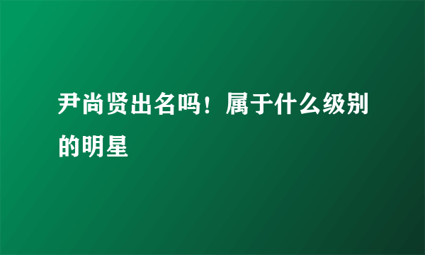 尹尚贤出名吗！属于什么级别的明星