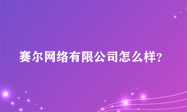 赛尔网络有限公司怎么样？