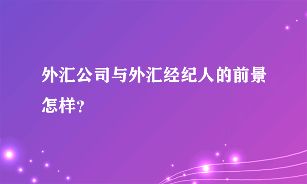 外汇公司与外汇经纪人的前景怎样？