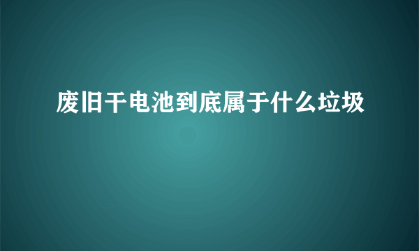 废旧干电池到底属于什么垃圾