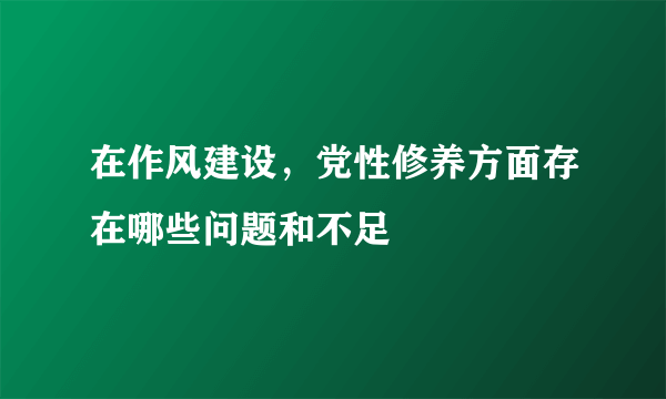 在作风建设，党性修养方面存在哪些问题和不足