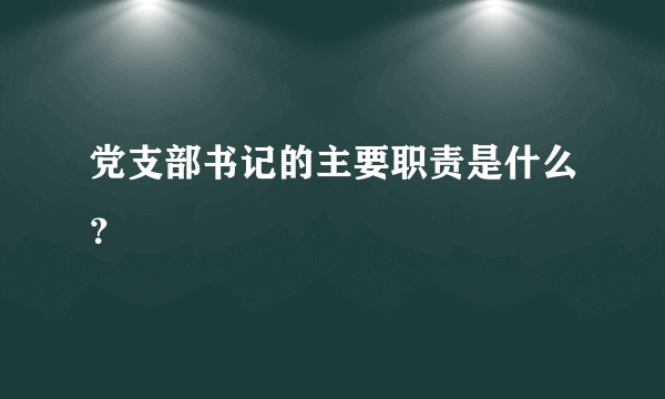 党支部书记的主要职责是什么？