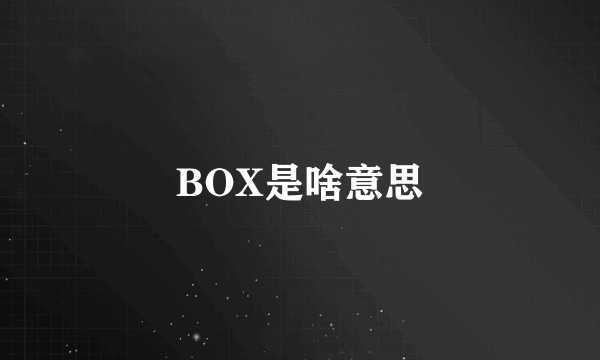 BOX是啥意思