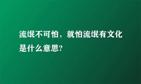 流氓不可怕，就怕流氓有文化是什么意思?