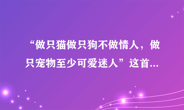 “做只猫做只狗不做情人，做只宠物至少可爱迷人”这首粤语歌叫什么？？我只记得歌词。。。