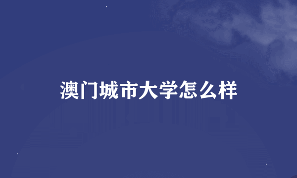 澳门城市大学怎么样