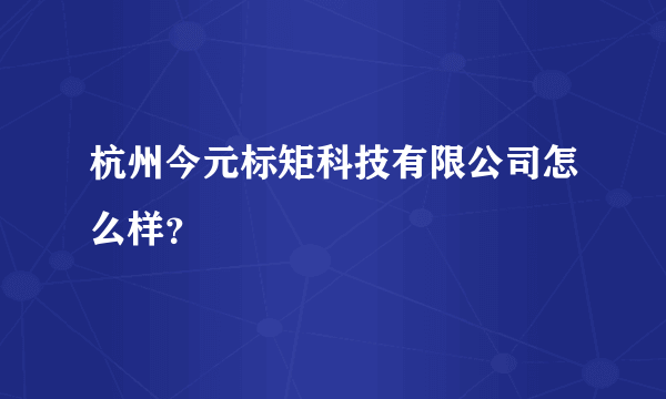 杭州今元标矩科技有限公司怎么样？