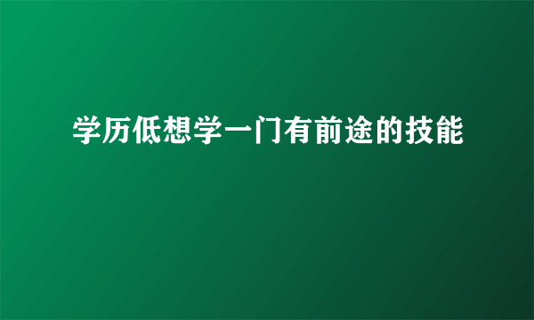 学历低想学一门有前途的技能