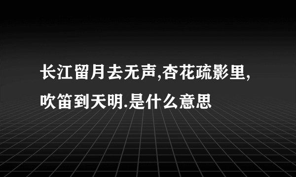 长江留月去无声,杏花疏影里,吹笛到天明.是什么意思