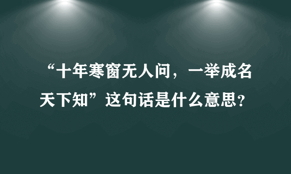 “十年寒窗无人问，一举成名天下知”这句话是什么意思？