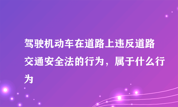 驾驶机动车在道路上违反道路交通安全法的行为，属于什么行为