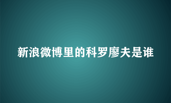 新浪微博里的科罗廖夫是谁