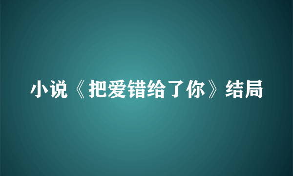 小说《把爱错给了你》结局