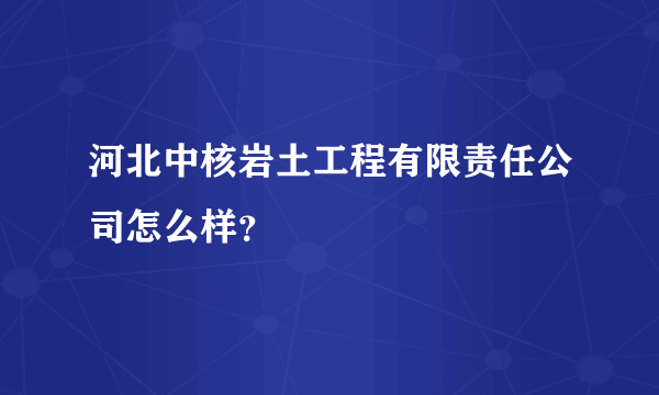 河北中核岩土工程有限责任公司怎么样？