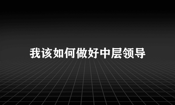 我该如何做好中层领导