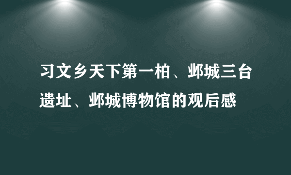 习文乡天下第一柏、邺城三台遗址、邺城博物馆的观后感