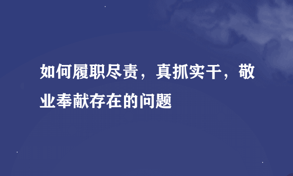 如何履职尽责，真抓实干，敬业奉献存在的问题