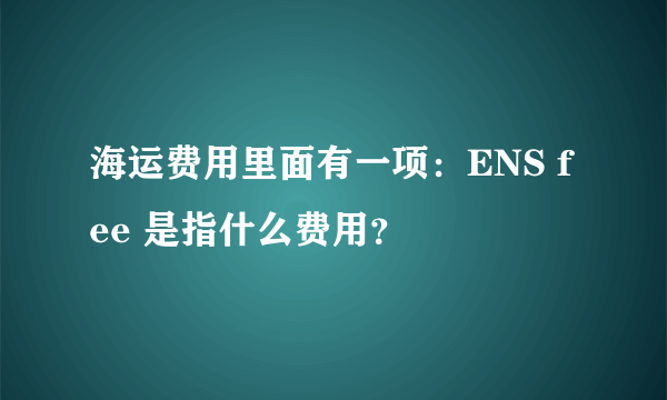 海运费用里面有一项：ENS fee 是指什么费用？