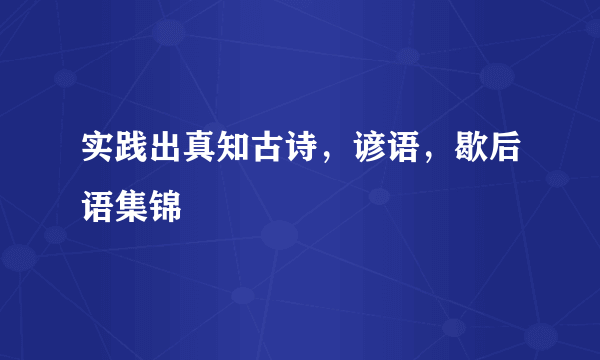 实践出真知古诗，谚语，歇后语集锦