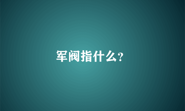 军阀指什么？