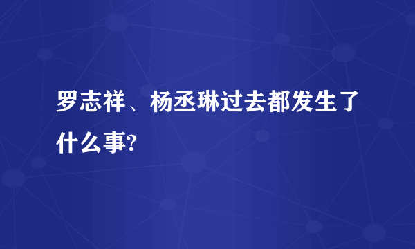 罗志祥、杨丞琳过去都发生了什么事?