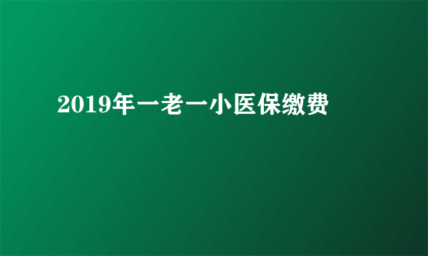 2019年一老一小医保缴费