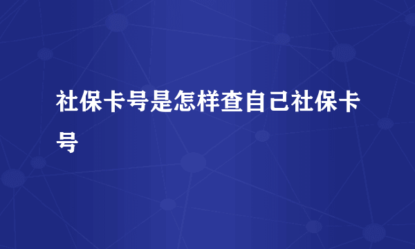 社保卡号是怎样查自己社保卡号