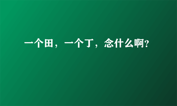 一个田，一个丁，念什么啊？