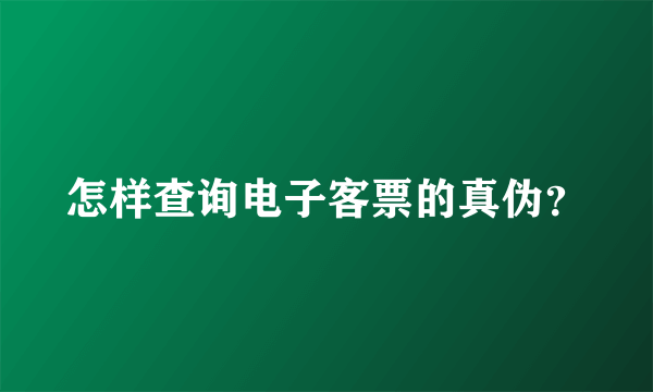 怎样查询电子客票的真伪？