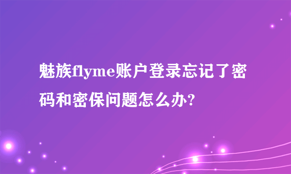 魅族flyme账户登录忘记了密码和密保问题怎么办?