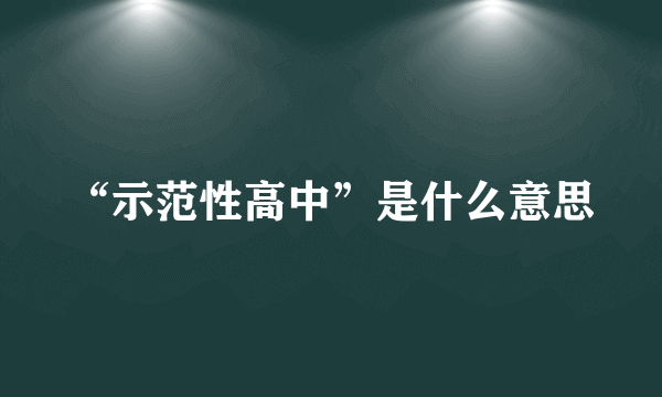 “示范性高中”是什么意思