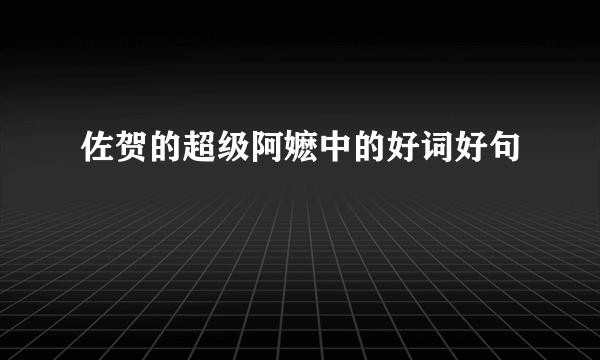 佐贺的超级阿嬷中的好词好句