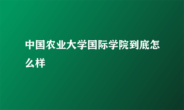 中国农业大学国际学院到底怎么样