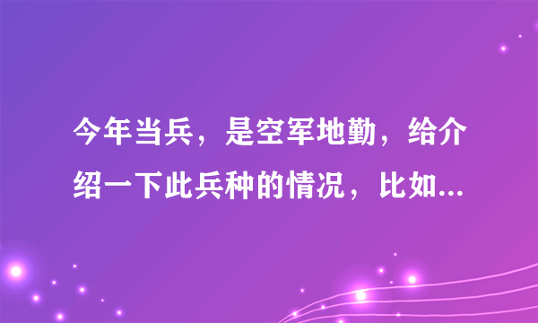 今年当兵，是空军地勤，给介绍一下此兵种的情况，比如待遇，报考军校，转士官等情况！