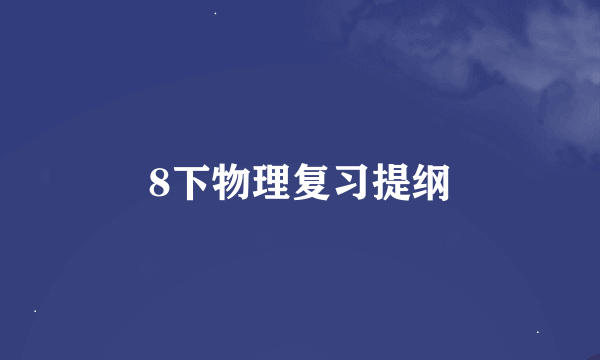 8下物理复习提纲