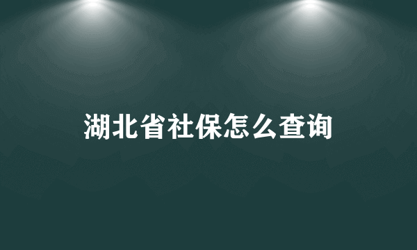 湖北省社保怎么查询