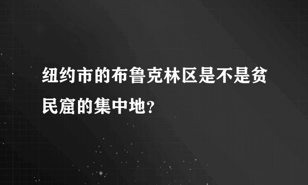 纽约市的布鲁克林区是不是贫民窟的集中地？