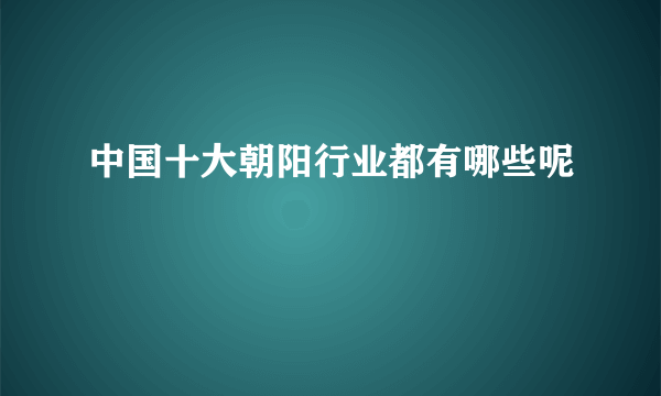 中国十大朝阳行业都有哪些呢