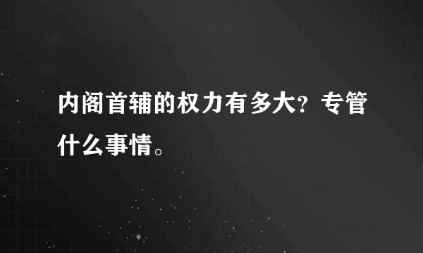 内阁首辅的权力有多大？专管什么事情。