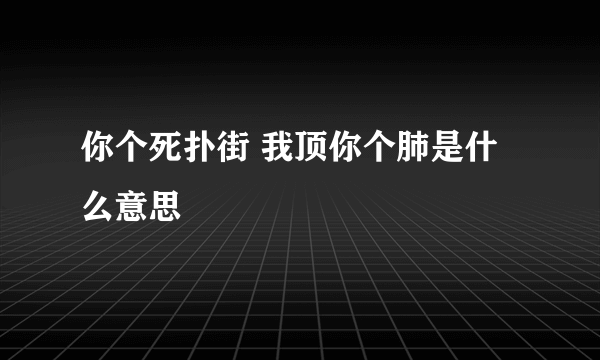 你个死扑街 我顶你个肺是什么意思