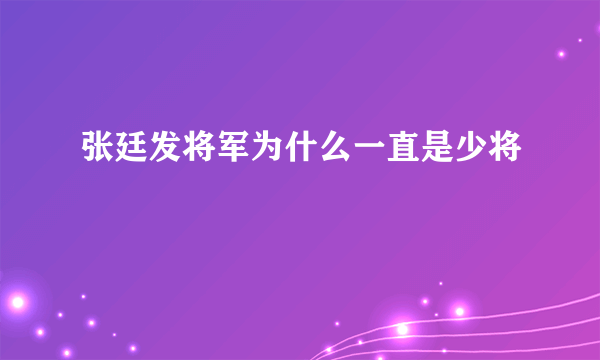 张廷发将军为什么一直是少将