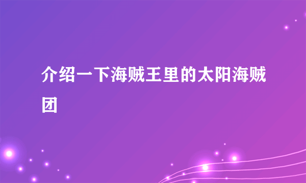 介绍一下海贼王里的太阳海贼团