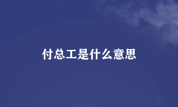 付总工是什么意思