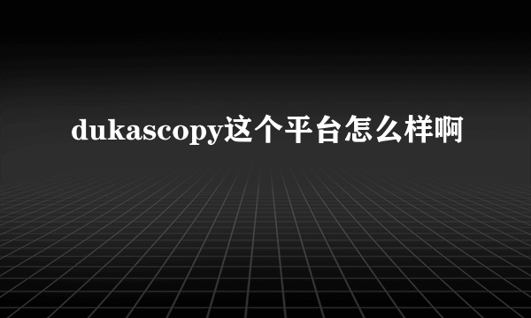 dukascopy这个平台怎么样啊