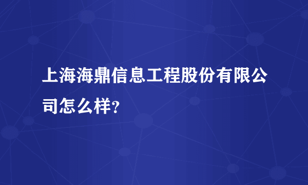 上海海鼎信息工程股份有限公司怎么样？