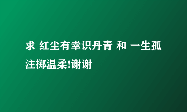 求 红尘有幸识丹青 和 一生孤注掷温柔!谢谢