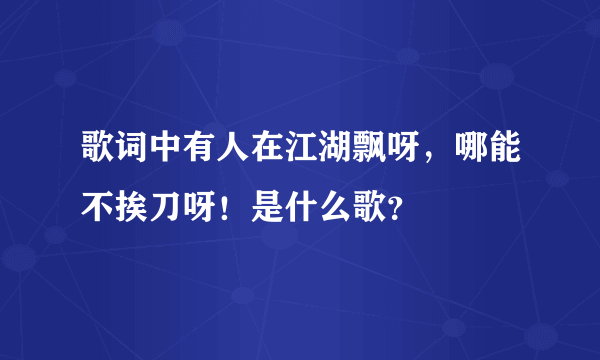 歌词中有人在江湖飘呀，哪能不挨刀呀！是什么歌？