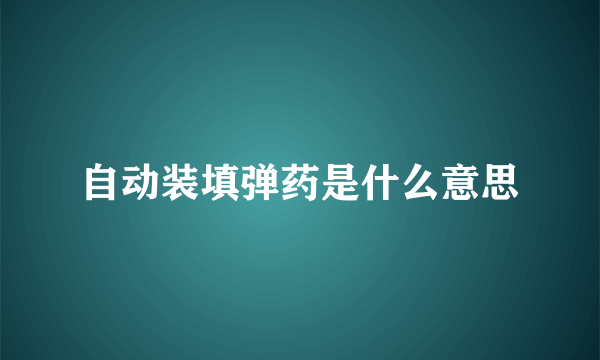 自动装填弹药是什么意思